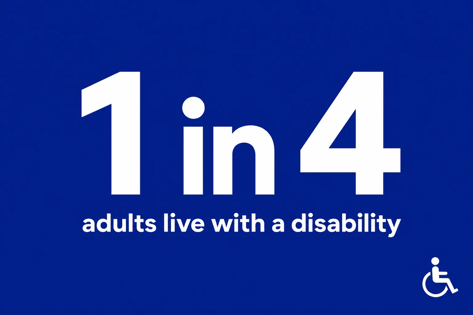 Stat card showing 1 in 4 adults live with a disability